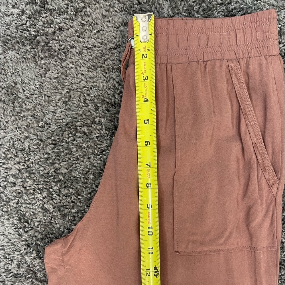 Pink rose boho mauve ruched ankle flowy high rise crop pants joggers women’s M - Picture 12 of 16